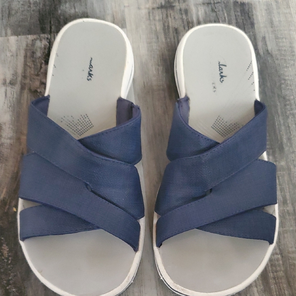 Clarks Women's Navy Slide Sandals